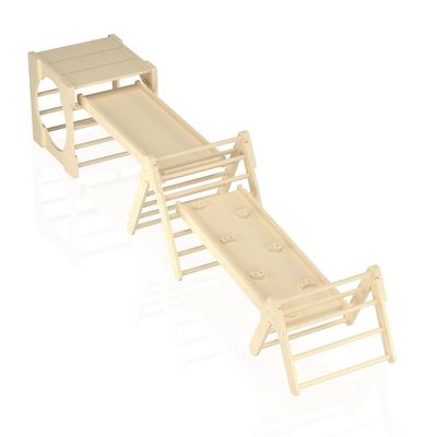 Jouets d'escalade triangulaire 5 en 1 Gymnase d'escalade en bois pour tout-petits avec rampe et toboggan