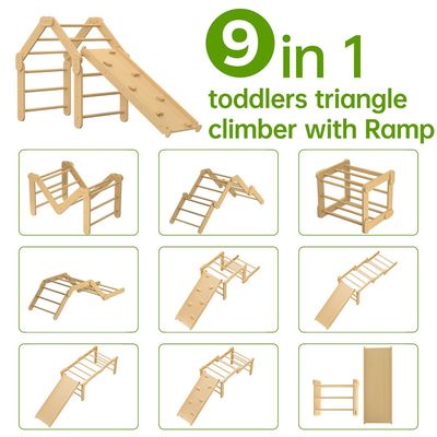 Commercial 2 en 1 triangle grimpeur avec rampe en bois pliable intérieur Montessori jouets d'escalade