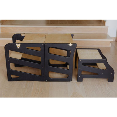Tour de cuisine pour enfants pliable toute saison Design moderne avec tour d'assistance 3 en 1 et toboggan