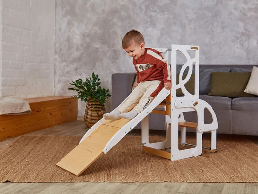 Tabouret pour enfants en bois, étape de cuisine, convertible, table 7 en 1