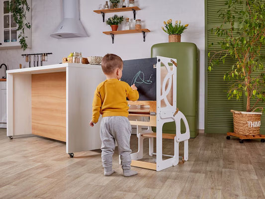 Tabouret pour enfants en bois, étape de cuisine, convertible, table 7 en 1