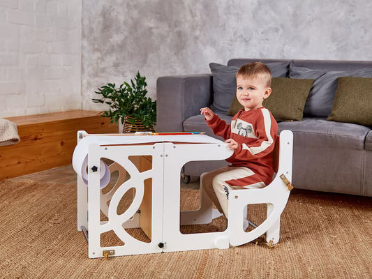 Tabouret pour enfants en bois, étape de cuisine, convertible, table 7 en 1