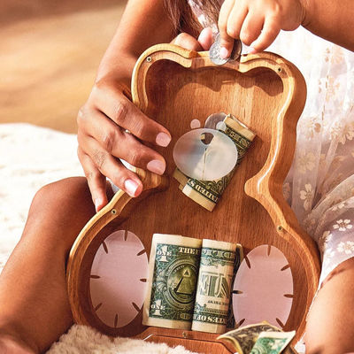 202407 Cadeau de Pâques pour le premier anniversaire Animal Banque de pièces pour garçons Verni et fait à la main