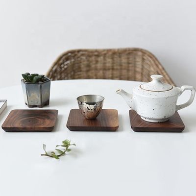 10x10x1,2 cm de style japonais sous-vêtements en bois de noyer noir pour théière et tasse sur mesure