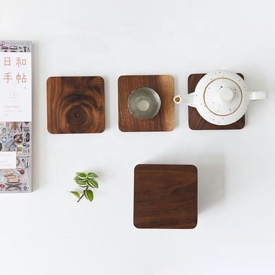 10x10x1,2 cm de style japonais sous-vêtements en bois de noyer noir pour théière et tasse sur mesure