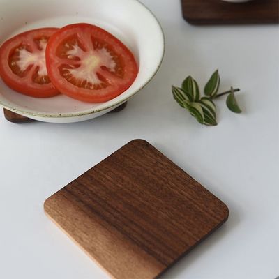 10x10x1,2 cm de style japonais sous-vêtements en bois de noyer noir pour théière et tasse sur mesure