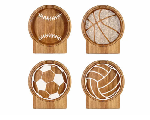 Logo personnalisé Banque de porcs en bois Enfants économiser de l'argent Sport Baseball Thème couleur claire