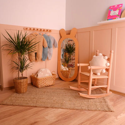 Design rustique miroir décoratif en bois pour le salon Montessori pour enfants