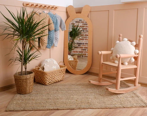 Design rustique miroir décoratif en bois pour le salon Montessori pour enfants