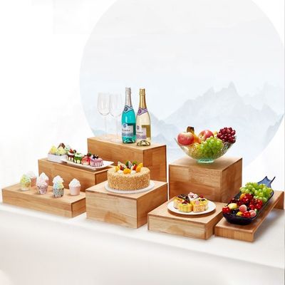 25x39cm Designs personnalisés Carte à biscuits en bois de chêne Dessert Stand pour le thé de l'après-midi