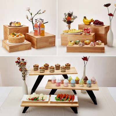 25x39cm Designs personnalisés Carte à biscuits en bois de chêne Dessert Stand pour le thé de l'après-midi