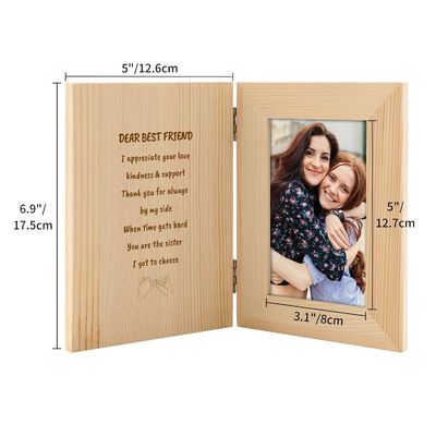 Cadre photo en bois pour couples avec texte personnalisé gravé au laser