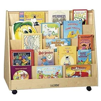 Étagère de classe Armoire de rangement pour enfants avec couleur de tache et affichage de livre mobile double face