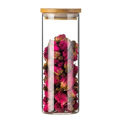Bouteille en bambou avec couvercle scellé en verre borosilicate épais de qualité alimentaire pour épices de riz et de sucre