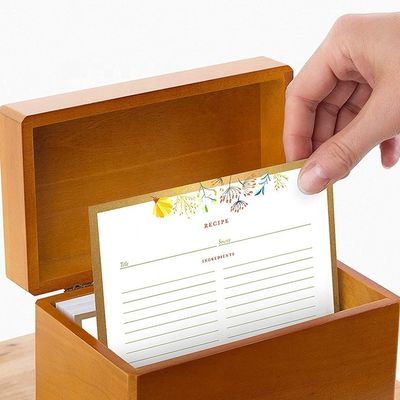 250 cartes de recettes dans une boîte à recettes de cuisine en bois de pin.3