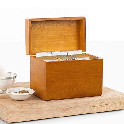 250 cartes de recettes dans une boîte à recettes de cuisine en bois de pin.3
