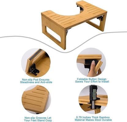 Design en stock Couleur naturelle Tabouret de toilette en bambou 7 pouces