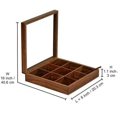 Boîte d'épices en bois rectangulaire avec finition antique et taille personnalisée