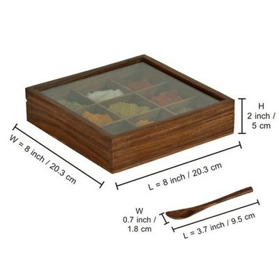 Boîte d'épices en bois rectangulaire avec finition antique et taille personnalisée