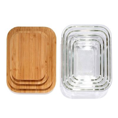 Certificat FSC Contenant en verre écologique pour le stockage des aliments avec couvercle en bambou durable