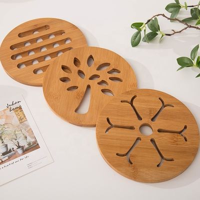 Mat créatif en bambou pour les tasses et bols de thé en bois peint sur mesure