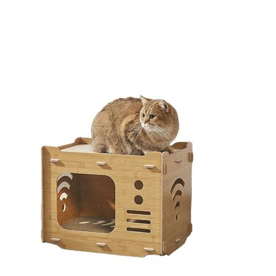 Maison en carton double couche personnalisée avec 2 PCS Maillots de rasage pour chat Maison de rasage pour chat Économisez de l'espace