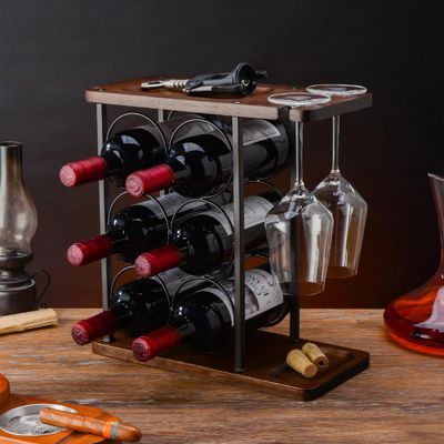 Type debout Tableau porte-vin avec plateau en bois et organisation