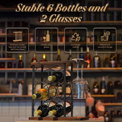 Type debout Tableau porte-vin avec plateau en bois et organisation