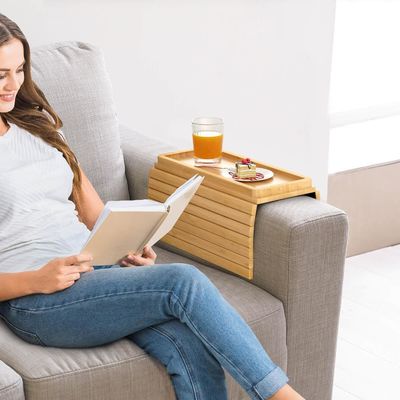Soute de canapé en bambou plateau de bras Table grand canapé porte-coupe plateau pour les tasses téléphoniques à distance