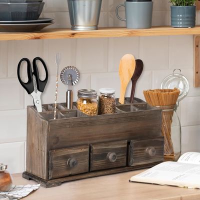 Logo personnalisé Organisateur de vanité rustique pour le maquillage cosmétique et les accessoires de salle de bain