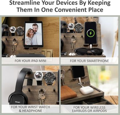Organiseur de table de chevet à double niveau pour le stockage de grandes quantités d'accessoires de téléphones cellulaires
