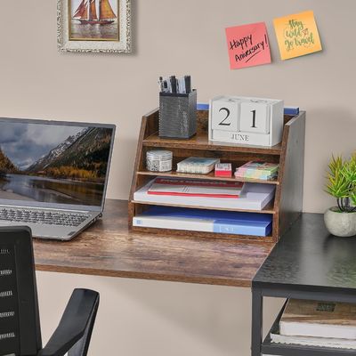 Étagères réglables Étagère d'organisation de fichiers en bois pour économiser de l'espace et l'organisation