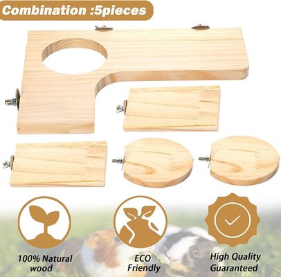 Plateforme en bois pour cage de hamster trou rond en forme de L 5Pcs jouets à pédales Logo personnalisé