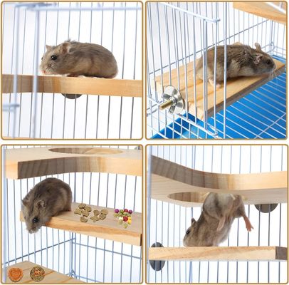 Plateforme en bois pour cage de hamster trou rond en forme de L 5Pcs jouets à pédales Logo personnalisé