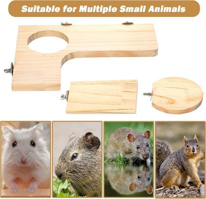 Plateforme en bois pour cage de hamster trou rond en forme de L 5Pcs jouets à pédales Logo personnalisé