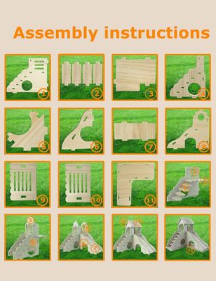 Escalier d'escalade et planche à roulettes Cabane en bois pour autres petits animaux