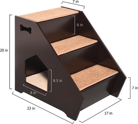 Escaliers en bois pour animaux de compagnie avec 3 marches antidérapantes et maison intégrée Parfait pour les chiens, les chats et les petits animaux de compagnie