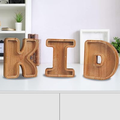 Lettre en bois de l'alphabet acrylique boîte à argent d'impression brûlées grandes lettres cochons pour les enfants