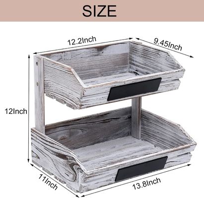 Organisateur en bois de ferme de niveau 2 Porteur de panier alimentaire pour organisation de cuisine