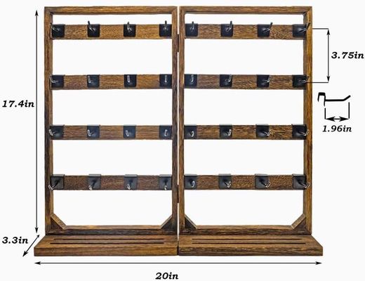 Thème de la maison Détecteur de bijoux pliable en bois avec 32 crochets amovibles et plateau à anneaux