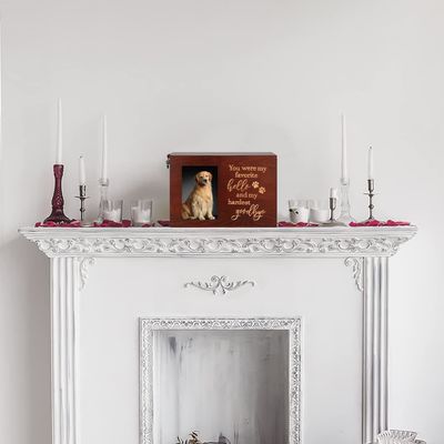 Cendre d'animaux de compagnie Urnes de crémation funéraire en bois avec cadre photo