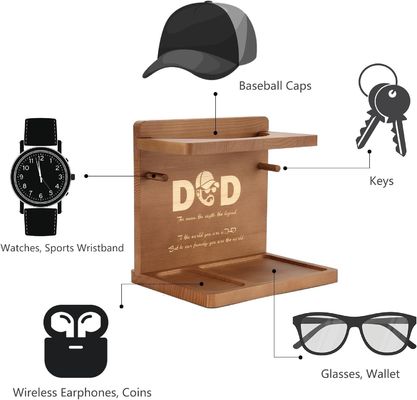 Chapeau en bois de couleur simple affichage Stand pour l' organisateur de bureau à domicile et papa cadeaux d'anniversaire