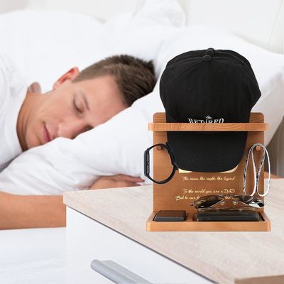 Chapeau en bois de couleur simple affichage Stand pour l' organisateur de bureau à domicile et papa cadeaux d'anniversaire