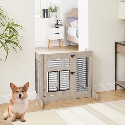 Porte de chien debout en bois libre en grande quantité avec mailles de porte de chat et logo personnalisé
