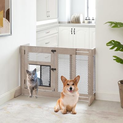 Porte de chien debout en bois libre en grande quantité avec mailles de porte de chat et logo personnalisé