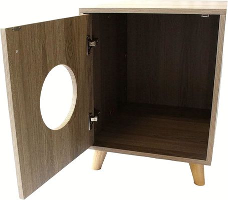 Boîte à litière pour chats cachée Table de nuit avec bouton de fermeture personnalisé Table en bois