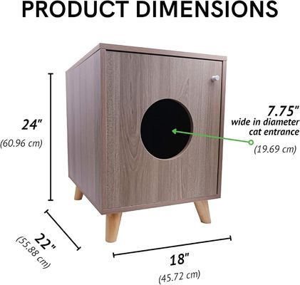 Boîte à litière pour chats cachée Table de nuit avec bouton de fermeture personnalisé Table en bois