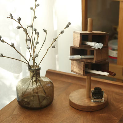 Organisateur de bureau octogonal NBeech Bois Noix noire pour et organisation de bureau polyvalente