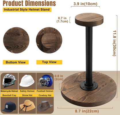 Échafaudage de casque de table avec couleur de bois de bouleau inachevé et style industriel