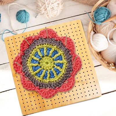 Mat de blocage de tricot artisanal Plaque de bambou avec des piquets